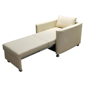 Sofá de cama com futon branco, cadeiras com braços para sala de estar dobrável