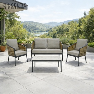 Conjunto de Sofás Modernos para Patio, Jardín, Terraza, Muebles para Villa y Hotel, Resistentes al Agua, de Ratán con Estructura de Aluminio, Sofás de Exterior - Product Image 2