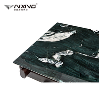 Table basse rectangulaire moderne populaire en marbre vert avec finition bois fumé pour hôtel et salon
