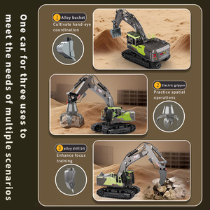 Mini-excavatrice télécommandée multifonctionnelle 3-en-1 2,4 GHz en alliage, avec effet de fumée simulé, jouet pour enfants, idéal comme cadeau - Product Image 4