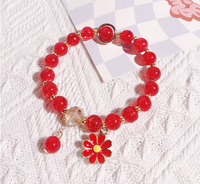 Gelang Pesona Bunga Warna-warni untuk Wanita dan Remaja Putri, Aksesoris Bunga Daisy Boho dengan Manik-manik Kristal, Gelang untuk Pelajar DIY