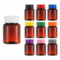 Flacon de pilules en plastique PET fiable, conteneur de stockage de médicaments 50 ml, couleur de bouchon personnalisée pour l'emballage de compléments alimentaires