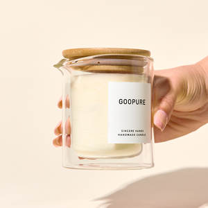 RU AIR Oem Bougie de massage à la cire de soja <span class=keywords><strong>SPA</strong></span> basse température de 8oz avec bec verseur Bocaux en verre à double vitrage avec couvercles en bambou - Product Image 3