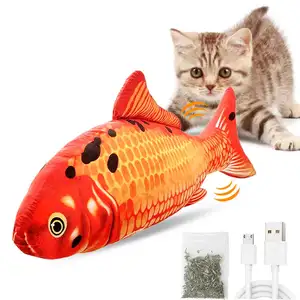 Peixe realista de pelúcia, brinquedo engraçado interativo para animais de estimação, peixe pique, elétrico, peixe gato que se movimenta