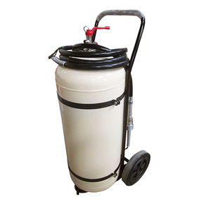 Estintore Industriale a Schiuma 100L su Carrello Rosso con Tubo in Acciaio al Carbonio Classe AB Certificato CE Portata di Erogazione 12m per Magazzino - Product Image 1