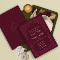 Suite d'invitations de mariage de luxe bordeaux, entièrement personnalisable, avec impression typographique, papeterie de mariage haut de gamme