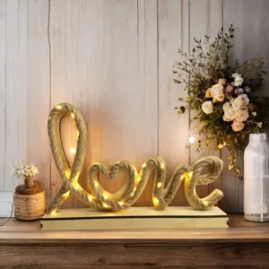 Handgemaakte Artistieke Houten Touw Liefde Licht Met Micro-Led Valentijnsdag Decoratieve Verlichting Voor Thuis Met Liefde Thema