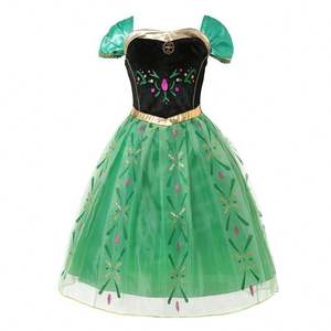 Vestido de Princesa Anna Verde para Bebé Niña, Bordado Floral, Vestido de Fiesta Anna, Disfraz de Cosplay Infantil, Traje Elegante de Verano - Product Image 3