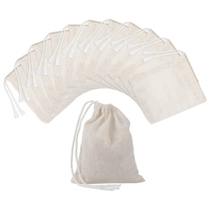 Sacs en mousseline de coton bio imprimés avec cordon de serrage, logo personnalisé, grand sac de rangement anti-poussière en coton - Product Image 2
