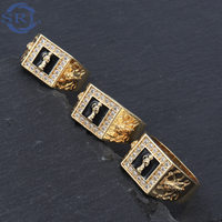 Todesgott-Heiligring, Schwarzer Quadratischer Breitrand-Signaturring, Herrenring Schmuck Hip-Hop Schmuck