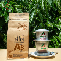 Fournisseur du Vietnam Café Moulu A8 - 250g 88% robusta 12% arabica Torréfaction Moyenne Haute Qualité OEM/ODM Personnalisation Vente en Gros