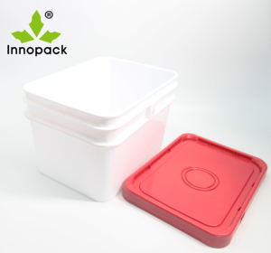 Conteneur en plastique blanc carré rectangulaire de qualité alimentaire 1,5L-25L Seau en PP avec couvercle - Product Image 3