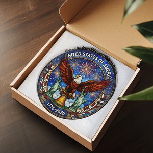 Pendentif attrape-soleil en vitrail, décoration américaine pour le 250e anniversaire, 1776-2026, décor du Jour de l'Indépendance - Product Image 3