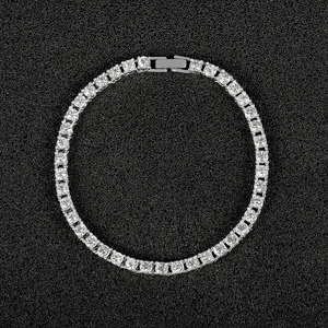 Cadena de <span class=keywords><strong>tenis</strong></span> de 4 mm con colgante de cruz de diamantes de imitación, collar de aleación con incrustaciones de diamantes de imitación, unisex, logotipo personalizado <span class=keywords><strong>para</strong></span> proveedores de TEMU y <span class=keywords><strong>SHEIN</strong></span> - Product Image 3