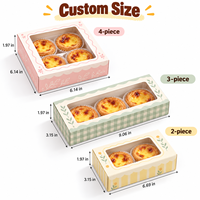 Boîte à tartelettes portugaises personnalisée GLY PACK avec fenêtre et insert de séparation, emballage imprimé pour pâtisseries, desserts à emporter