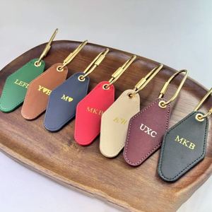 Stocked Diamond Shaped PU Leather <b>Keychain</b> with Durable Metal Hook Car Keyring Anniversary Gift for Him - Product Image 1