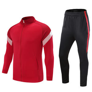 Setelan olahraga joging pria, pakaian atletik tim aktif sepak bola, ritsleting penuh, pakaian lari 2 potong - Product Image 3