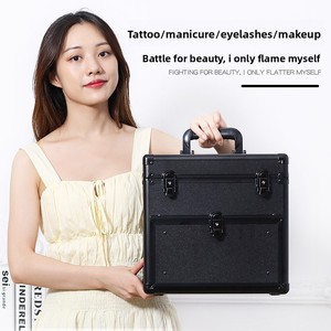 Màu hồng đa mục đích công cụ làm móng Hộp lưu trữ công suất lớn xách tay trang điểm công cụ làm móng tay Gel đánh bóng hộp hai lớp - Product Image 2