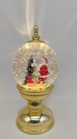 Boîte à musique automatique en forme de globe de neige, maison en résine avec lumière LED rotative, décoration de bureau, cadeau d'anniversaire créatif