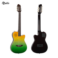 Gitar Klasik Senyap 6 Senar dengan Delay dan EQ Terintegrasi, Body Mahoni, Finishing Gloss Gradient, Instrumen untuk Latihan Panggung
