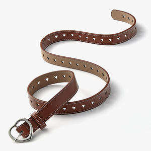<span class=keywords><strong>Ceinture</strong></span> tendance pour femme avec boucle en alliage en forme de cœur et design décoratif ajouré à trous intégrés - Product Image 5