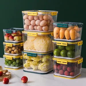 冷蔵庫冷凍庫キャビネットK用のマスコットスタッカブルプラスチックオーガナイザービンと取り外し可能なドレントレイ野菜貯蔵容器