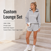 Ensemble de survêtement personnalisé pour femme avec pantalon de jogging à épaules tombantes, OEM ODM Marque Privée pour l'entraînement à domicile à faible intensité