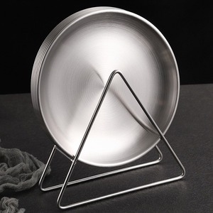 Stainless Steel Plate Rack Round With Stand For Kitchen Dish Draining - Product Image 1