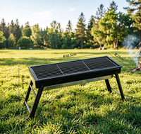 Barbecue au charbon de bois en acier inoxydable, four pliable sans fumée pour l'extérieur, portable, pour la maison et le jardin, avec grille à viande