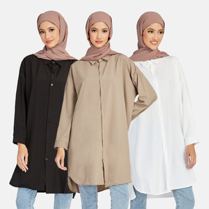 عباءة نسائية إسلامية بمقاس كبير 5XL للبيع بالجملة، فستان طويل الأكمام للنساء في دبي، بلوزة محتشمة، قميص رقيق، جاكيت نسائي - Product Image 2