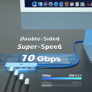 อะแดปเตอร์ฮับข้อมูลคอมพิวเตอร์แล็ปท็อป VCOM <span class=keywords><strong>5</strong></span> in 1 ความเร็ว 10Gbps USB3.1 Type C พร้อม PD3.0 ชาร์จเร็ว 100W - Product Image 3