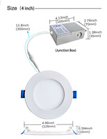 Plafonnier LED encastré ultra-mince de 4 pouces, 5 températures de couleur sélectionnables, 10W, sans boîtier, homologué ETL IC pour emplacements humides