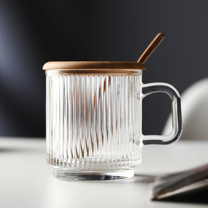 แก้วกาแฟทรงสูงมีลายเส้นแนวตั้ง สำหรับเครื่องดื่มเย็น อเมริกาโน ลาเต้ ดีไซน์แบบแก้วเดี่ยว - Product Image 2