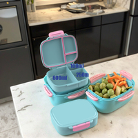 Aohea Boîtes à lunch en plastique micro-ondable à 3 compartiments pour le stockage des aliments Bento Boîtes à lunch pour la préparation des repas Boîte à lunch pour enfants