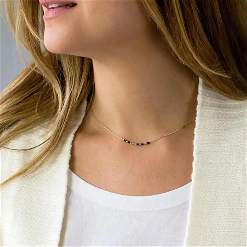 Messaggio segreto personalizzato placcato oro perline coppia parole divertenti ispiratrici personalizzate collana con codice Morse delicato per le donne