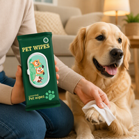 Lingettes nettoyantes pour animaux de compagnie biodégradables à base de plantes, sans alcool, personnalisables avec logo OEM