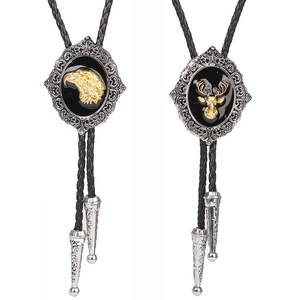 Nouveaux modèles de produits Alliage Horsehead Eagle Elk Deer Cowhead Polo Décolleté Corde Collier en cuir <span class=keywords><strong>Bolo</strong></span> <span class=keywords><strong>Cravate</strong></span> Pour Hommes Femmes - Product Image 4