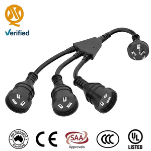 <span class=keywords><strong>Cable</strong></span> de Alimentación Divisor en Y de 3 Vías, Longitud Personalizada, 1.0mm2 1.5mm2, Certificado SAA, Cobre Puro AS/NZS 3112, con Conector IEC Hembra - Product Image 1