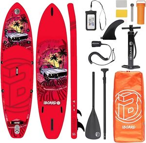 Iboard 11' <strong>Red</strong> Drop Stitch Inflatable <strong>Stand</strong>-Up <strong>Paddle</strong> Board for Ocean Waters Surfing Accessory - Product Image 1