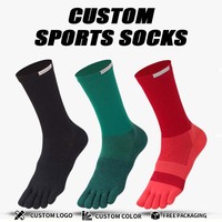 Chaussettes de course pour hommes à compression, coupe haute, à cinq orteils, design tube long, séchage rapide, absorbant la transpiration, anti-odeurs, avec grip