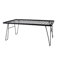 Table de camping robuste en grille de fer thermolaquée, empilable, multifonctionnelle, mobilier d'extérieur portable et pliable pour barbecue