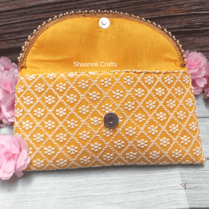 Embrayage ethnique Chikankari pour femmes traditionnelles sac à main de poignet mince multicolore décoration imprimée léger Durable pour mariage - Product Image 4