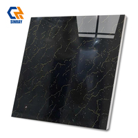 Carrelage de sol moderne pour salon, 800x800mm, en porcelaine antibactérienne, effet marbre noir brillant, bordures en briques réfractaires de luxe