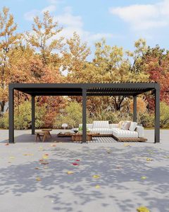 Pérgola <span class=keywords><strong>de</strong></span> Aluminio Ajustable <span class=keywords><strong>de</strong></span> 12x20 Pies con Techo Rígido, Toldo <span class=keywords><strong>para</strong></span> Patio Exterior con Drenaje Integrado - Product Image 4