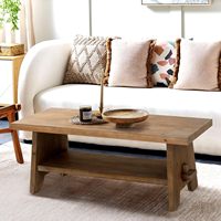 Table basse de style farmhouse, mi-siècle, moderne, en bois de sapin massif, plateau de table de 43,4 pouces, marron, salon
