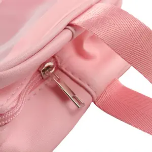 Bolsa de viagem para mulheres, bolsa de maquiagem transparente em PVC com zíper rosa, bolsa de banho para banho, 2024