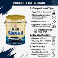 Peinture automobile Wolong 2K28 Jaune Boueux Hydroxyl Acrylique, finition brillante unie ton chaud, couche protectrice pour voitures particulières