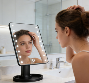 Wholesale Portable <strong>LED</strong> <strong>Makeup</strong> <strong>Mirror</strong> with Touch Screen 16 Lights Folding Cosmetic <strong>Mirror</strong>, Dimmable &amp; Rechargeable - Product Image 1
