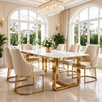 Ensemble de table à manger rectangulaire moderne de luxe, 4 places, 6 à 8 places, mobilier d'hôtel, ensemble de table à manger avec plateau en marbre