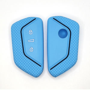 Housse de clé en silicone nid d'abeille pour VW <span class=keywords><strong>Golf</strong></span> 8 Mk8 GTI R ID.4 ID.3 Skoda Octavia Seat Leon - Étui de télécommande antidérapant et antichoc - Product Image 5